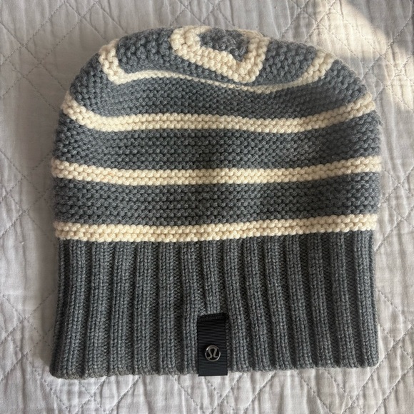lululemon athletica Accessories - Lululemon Gray and Cream Striped Beanie